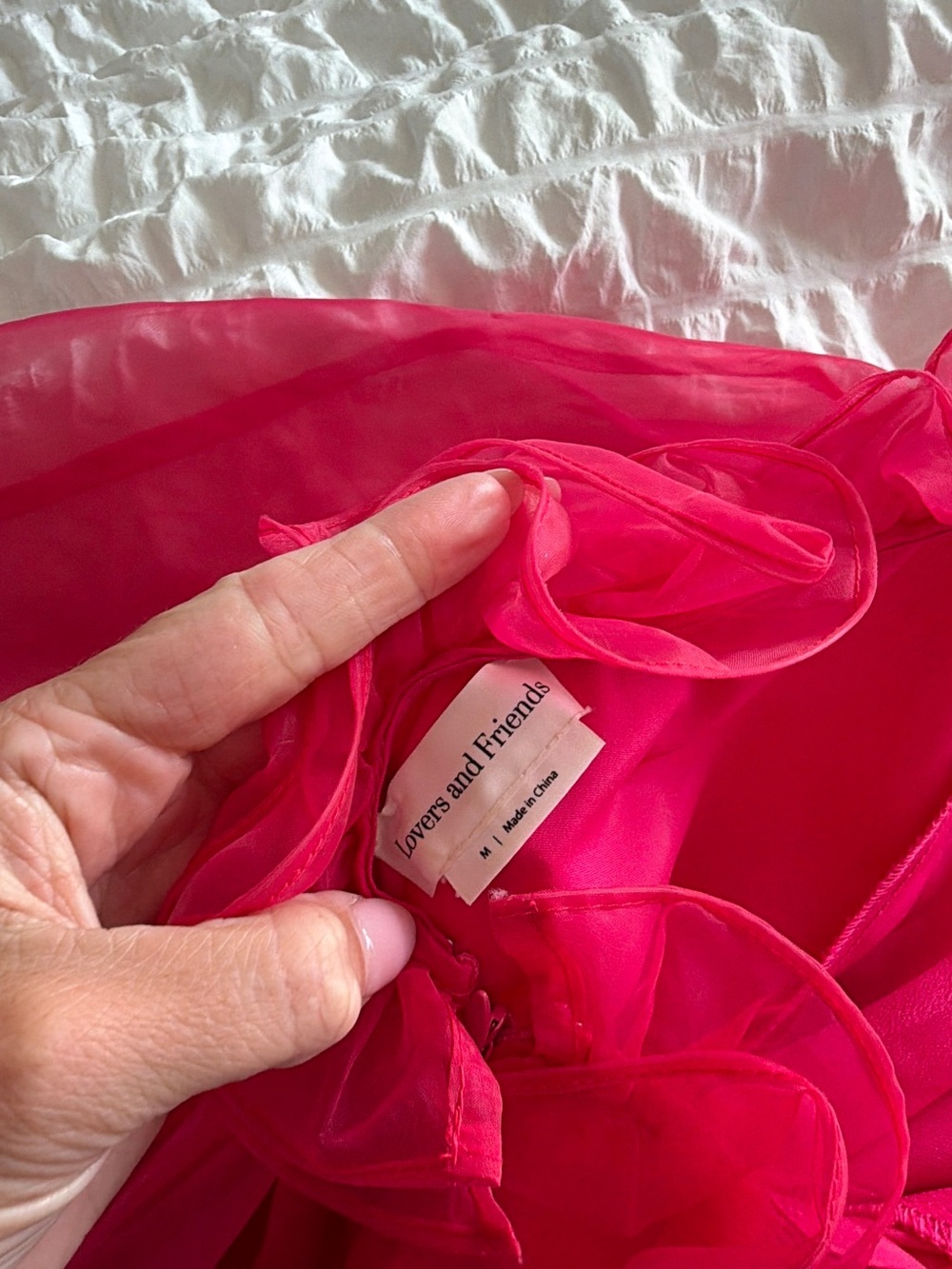 Lovers + Friends Hot Pink Sheer Chiffon Chemise dress